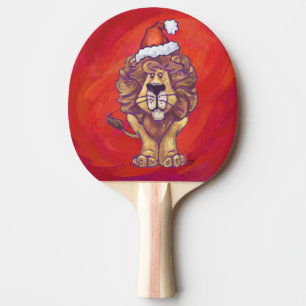 Raquette De Ping Pong Noël du lion en rouge