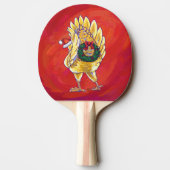 Raquette De Ping Pong Noël Du Poulet Sur Rouge (Dos)