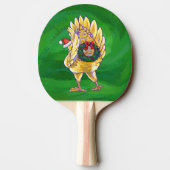 Raquette De Ping Pong Noël Du Poulet Sur Vert (Dos)