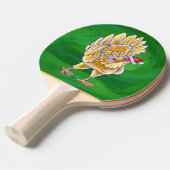 Raquette De Ping Pong Noël Du Poulet Sur Vert (Devant Angle)