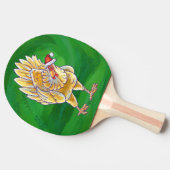 Raquette De Ping Pong Noël Du Poulet Sur Vert (Côté)