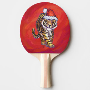 Raquette De Ping Pong Noël du tigre en rouge