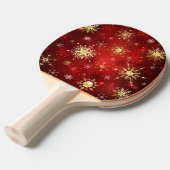 Raquette De Ping Pong Noël Golden Snowflakes sur Arrière - plan rouge (Devant Angle)
