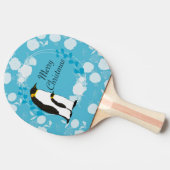 Raquette De Ping Pong noël, noël, pingouin, fleurs, bleu, (Côté)