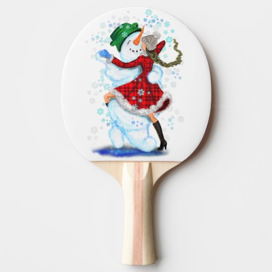 Raquette De Ping Pong Noël Snowman et danseuse Ping Paddle (Devant)