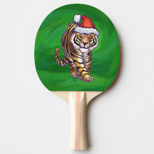 Raquette De Ping Pong Noël Tigre Sur Vert