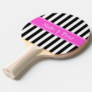 Raquette De Ping Pong Noir blanc bande rose chaud Nom du ruban Monogramm