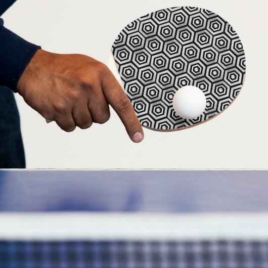 Raquette de Ping Pong Noir Blanc Hexagone Géométri (Insitu)