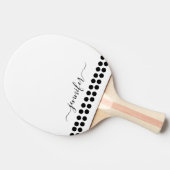 Raquette De Ping Pong Noir Blanc moderne Monogramme Nom (Côté)