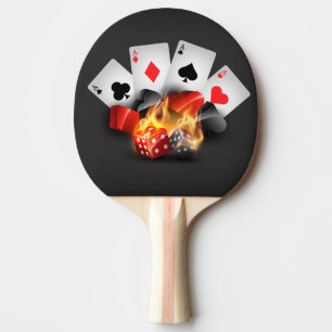 Raquette De Ping Pong Noir de casino de tisonnier de flamme