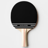 Raquette de ping pong noir et blanc avec nom (Dos)