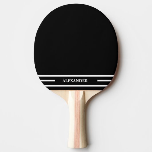 Raquette de ping pong noir et blanc avec nom (Devant)