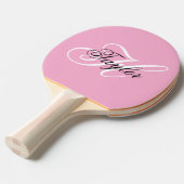 Raquette De Ping Pong Noir et blanc Fatigue Monogramme rose (Devant Angle)