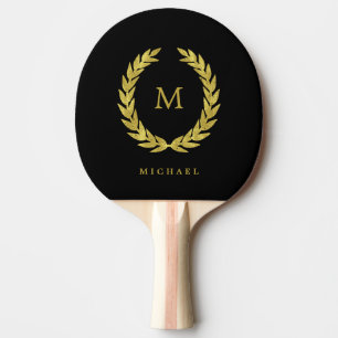 Raquette De Ping Pong Noir et guirlande de laurier d'or de Faux avec le