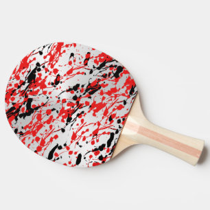 Raquette De Ping Pong Noir et rouge Abstrait éclaboussure et goutte