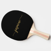 Raquette De Ping Pong Noir moderne Nom personnalisé Signature Script (Côté)