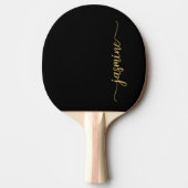 Raquette De Ping Pong Noir moderne Nom personnalisé Signature Script (Devant)