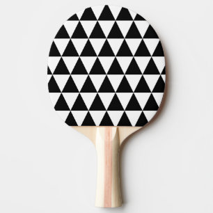 Raquette De Ping Pong Noir Moderne, Triangles Géométriques Blancs