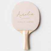 Raquette De Ping Pong Noir rose Noir Moderne Script Signature (Devant)