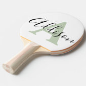 Raquette De Ping Pong Noir sauge vert nom monogramme (Devant Angle)