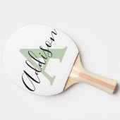 Raquette De Ping Pong Noir sauge vert nom monogramme (Côté)