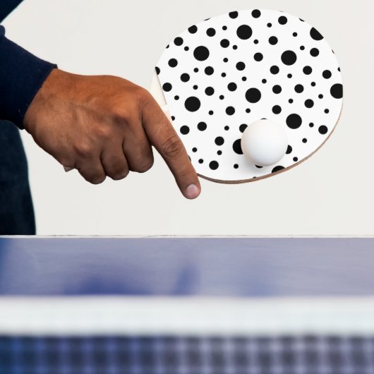 Raquette De Ping Pong Noir sur le Motif Polka blanc (Insitu)
