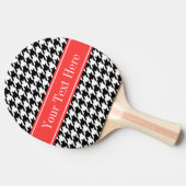 Raquette De Ping Pong Noir Wht Houndstooth Coral Nom rouge Monogramme (Côté)