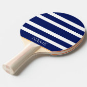 Raquette De Ping Pong Nom blanc classique moderne de coutume de rayures (Devant Angle)