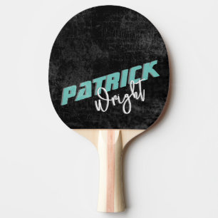 Raquette De Ping Pong Nom bleu moderne Monogramme noir Ping Pong Paddle