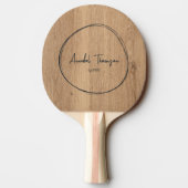 Raquette De Ping Pong Nom Bois de Teck Clair dans Cercle Dessiné (Dos)