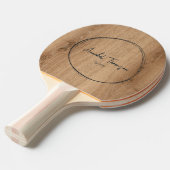 Raquette De Ping Pong Nom Bois de Teck Clair dans Cercle Dessiné (Devant Angle)