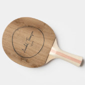 Raquette De Ping Pong Nom Bois de Teck Clair dans Cercle Dessiné (Côté)