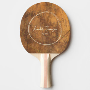 Raquette De Ping Pong Nom de bloc de coupe dans un cercle dessiné