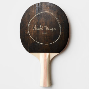 Raquette De Ping Pong Nom de bloc de coupe sombre dans un cercle dessiné