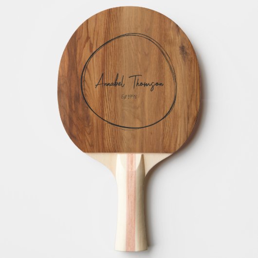 Raquette De Ping Pong Nom de Bois d'Érable dans un Cercle Dessiné BK (Devant)