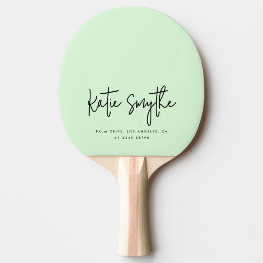 Raquette De Ping Pong Nom de calligraphie de script Sage vert minimalist (Devant)