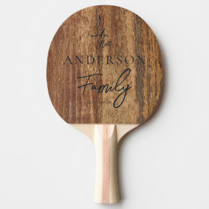 Raquette De Ping Pong Nom de famille écrit à la main en bois de cèdre br