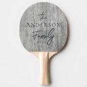 Raquette De Ping Pong Nom de famille écrit à la main en bois gris (Devant)