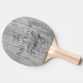Raquette De Ping Pong Nom de famille écrit à la main en bois gris (Côté)
