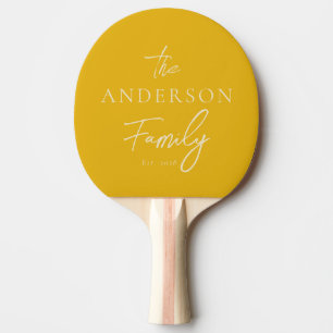 Raquette De Ping Pong Nom de famille écrit à la main Tournesol chaud
