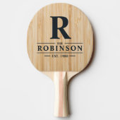 Raquette De Ping Pong Nom de famille et initiale du Bambou Blanc (Dos)