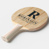 Raquette De Ping Pong Nom de famille et initiale du Bambou Blanc (Devant Angle)