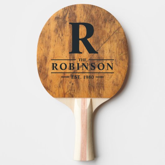 Raquette De Ping Pong Nom de famille et initiale du billot de cuisine (Devant)