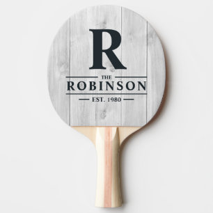 Raquette De Ping Pong Nom de famille et initiale en bois gris clair prop