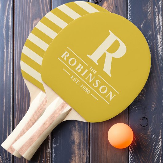 Raquette De Ping Pong Nom de famille et Polo initial Citron brûlé