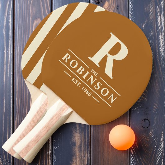 Raquette De Ping Pong Nom de famille et Polo initial Sable brûlé