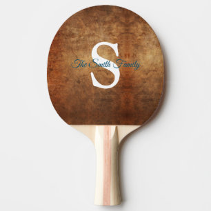 Raquette De Ping Pong Nom de famille Faux Cuir personnalisé Monogramme
