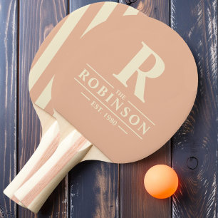 Raquette De Ping Pong Nom de famille & Initial Rayure Polo Pêche Douce
