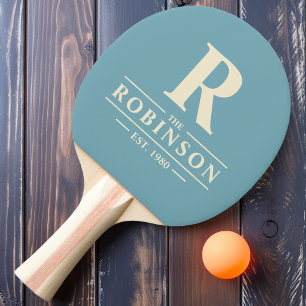 Raquette De Ping Pong Nom de famille & Initiale Après-midi Aqua Chaud
