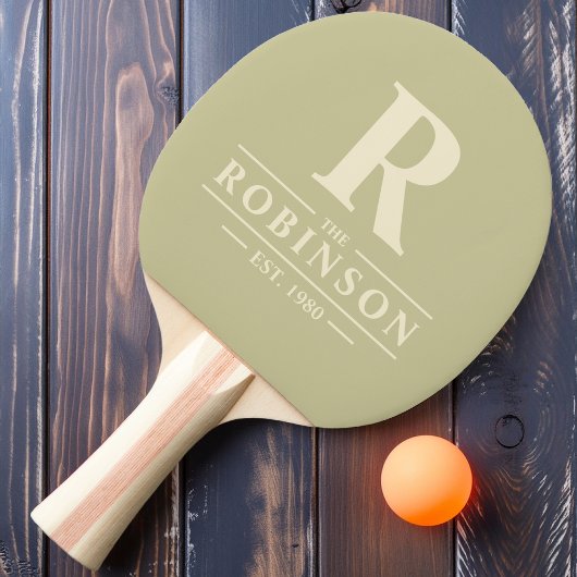 Raquette De Ping Pong Nom de famille & Initiale Dust Sage